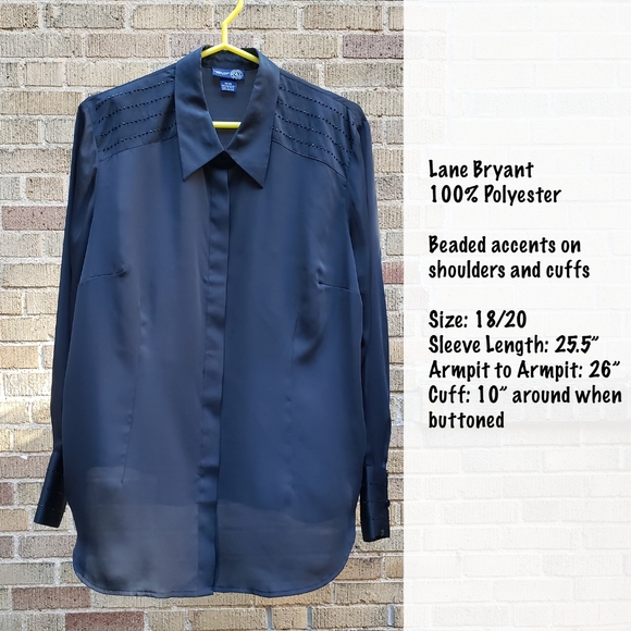 Lane Bryant Black Blouse with Beaded Accents - Picture 7 of 8